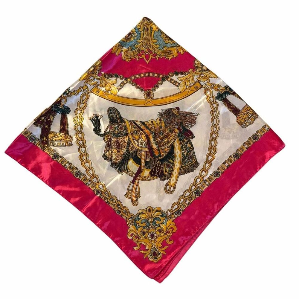 silk scarf with gold chains and ornate designs